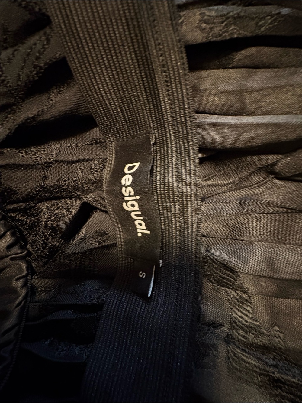 Desigual Black Pleated Textured Midi Skirt, Size Small (EUC) - Picture 8 of 9